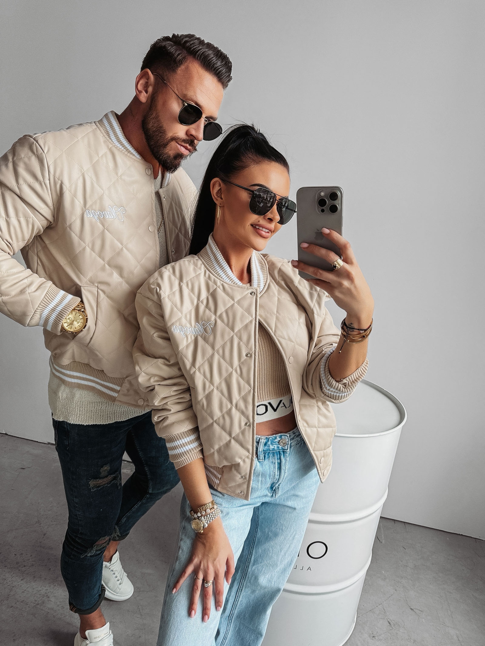 Kurtka przejściowa bomberka męska Medre Ola Voga beżowa Kurtka przejściowa bomberka męska Medre Ola Voga beżowa