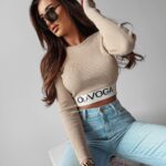 Bluzka basicowa prążkowana Dana Ola Voga beżowa