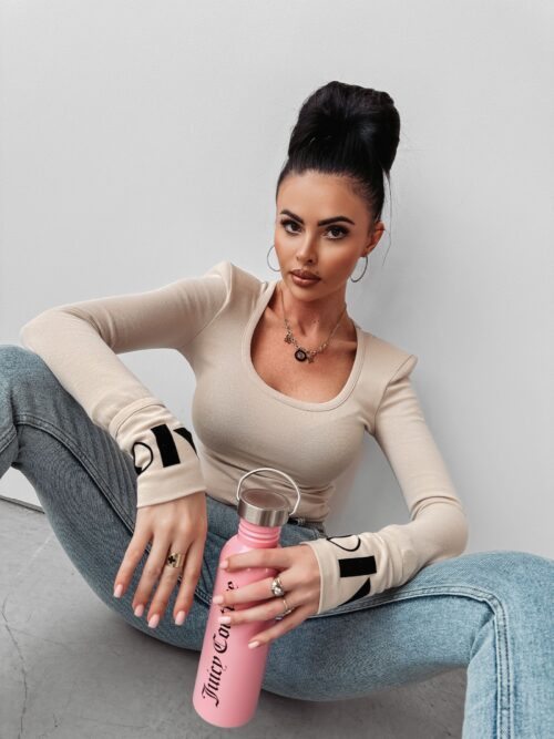 Bluzka dopasowana basic Fate Ola Voga beżowa