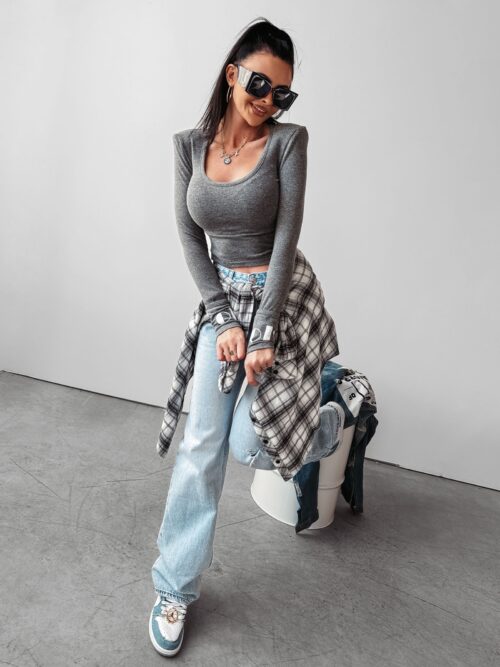 Bluzka dopasowana basic Fate Ola Voga grafitowa