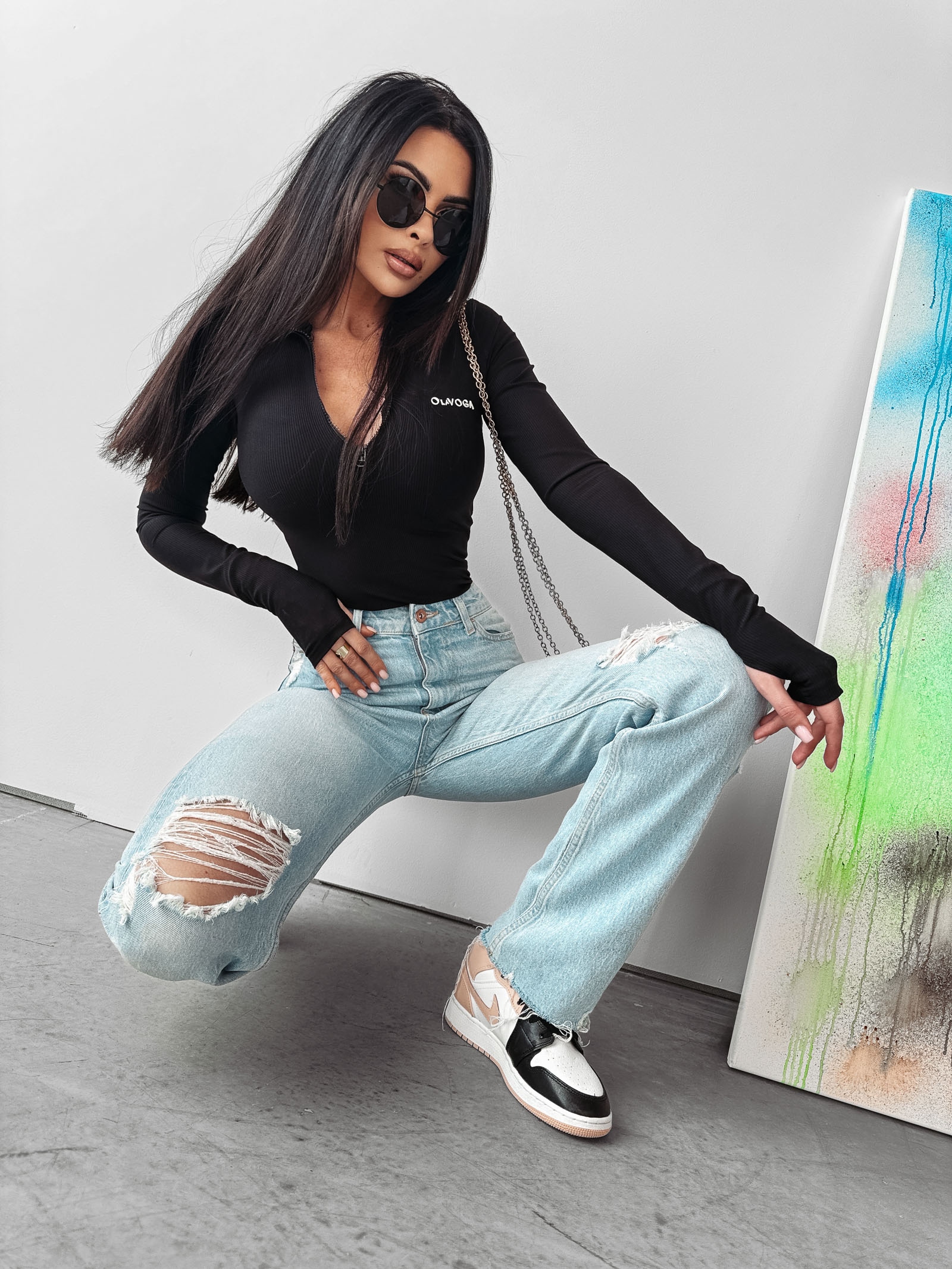 Bluzka z suwakiem Spine Ola Voga czarna Bluzka z suwakiem Spine Ola Voga czarna