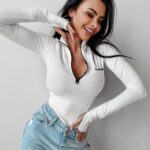 Bluzka z suwakiem Spine Ola Voga ecru