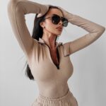 Bluzka z suwakiem Spine Ola Voga beżowa