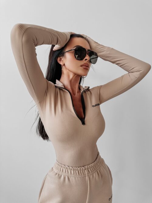 Bluzka z suwakiem Spine Ola Voga beżowa