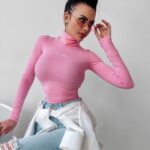 Bluzka golf bawełniana Daisy Ola voga różowa