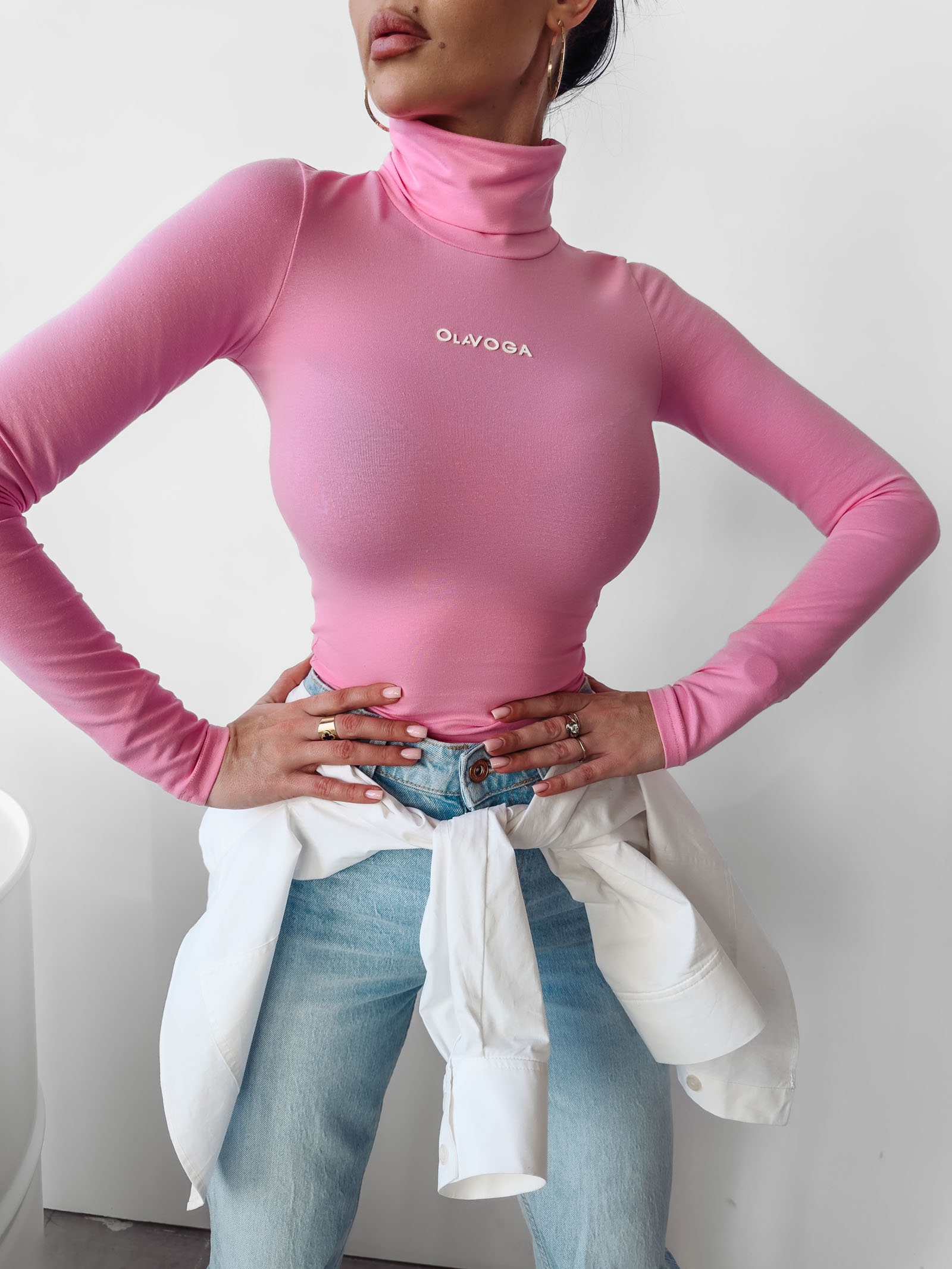 Bluzka golf bawełniana Daisy Ola voga różowa