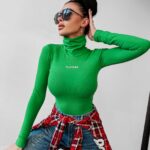 Bluzka golf bawełniana Daisy Ola voga zielona