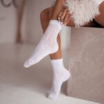 Skarpetki damskie ażurowe białe