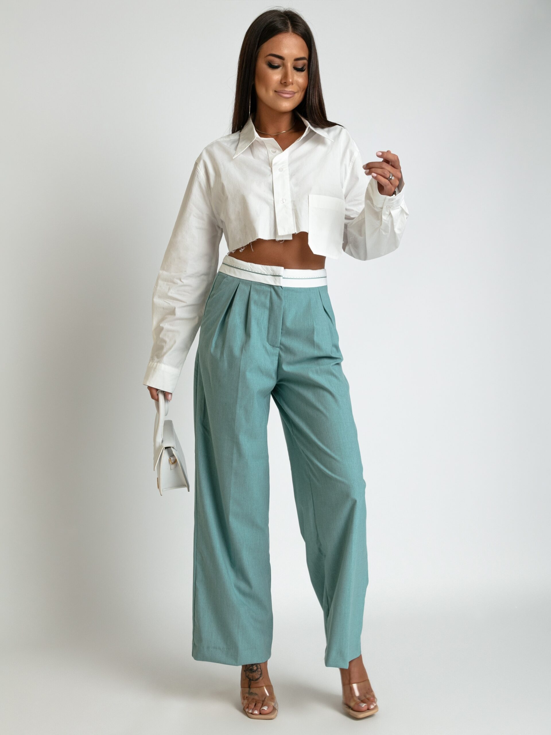 Koszula oversize do pasa Bandela biała