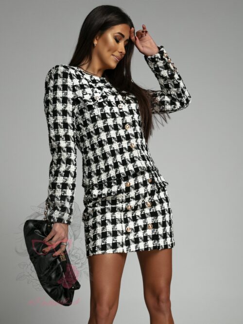 Komplet żakardowy PREMIUM Agatha czarno-biały