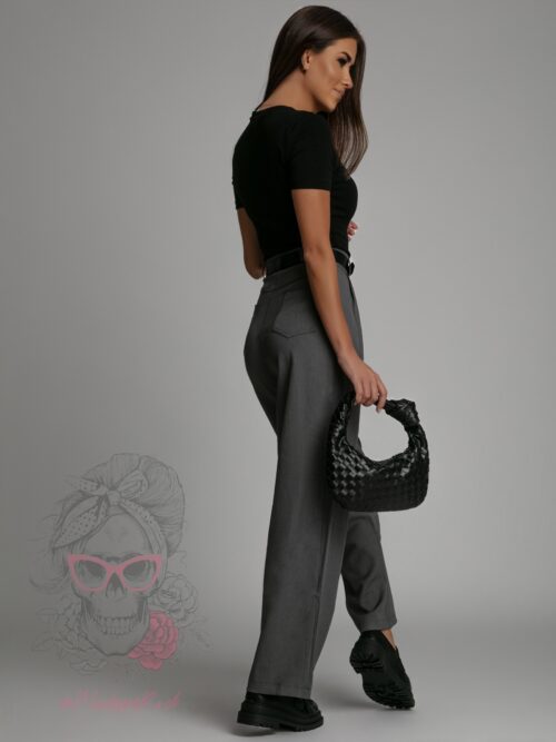 Spodnie eleganckie z paskiem Cante szare