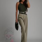 Spodnie eleganckie z paskiem Cante khaki