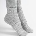 Skarpety damskie ciepłe z wełną szare