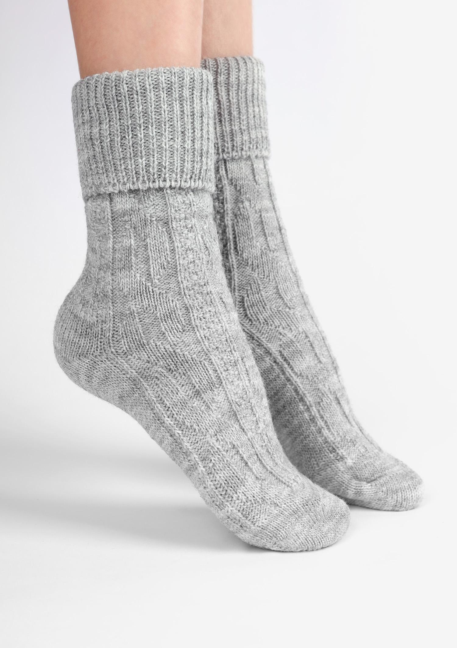 Skarpety damskie ciepłe z wełną szare