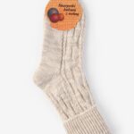 Skarpety damskie ciepłe z wełną piaskowe