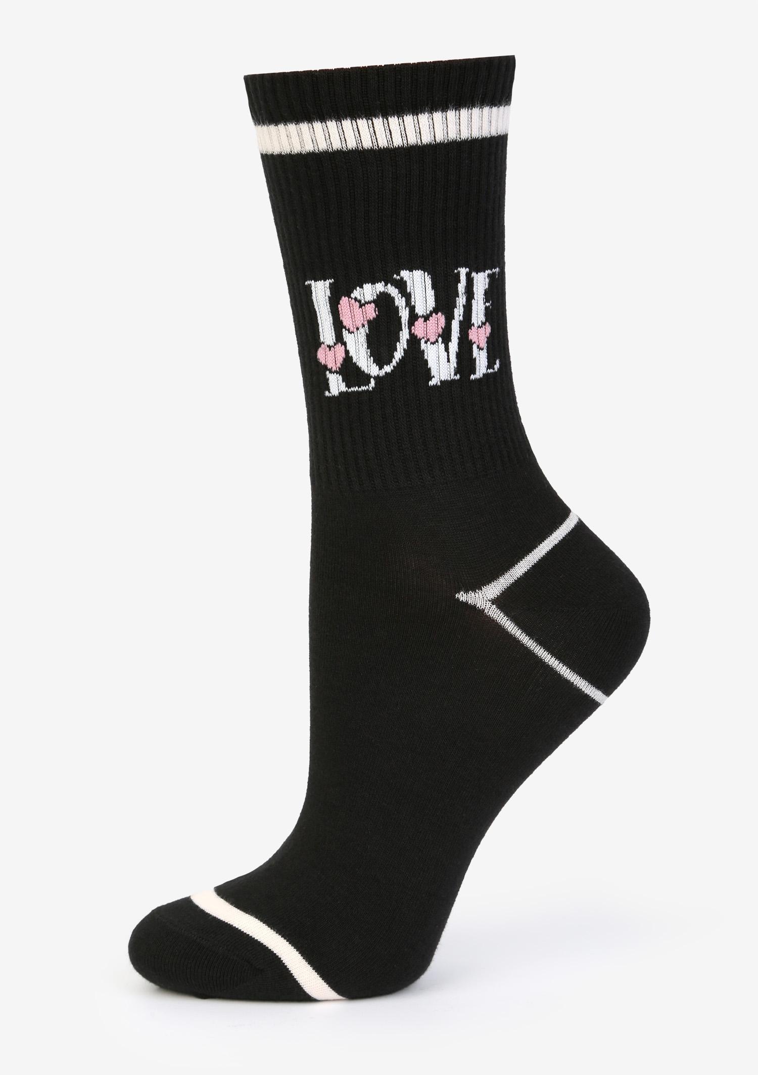 Skarpetki damskie ze ściągaczem LOVE czarne