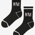 Skarpetki damskie ze ściągaczem LOVE czarne
