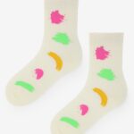 Skarpetki bawełniane z kolorową farbką białe