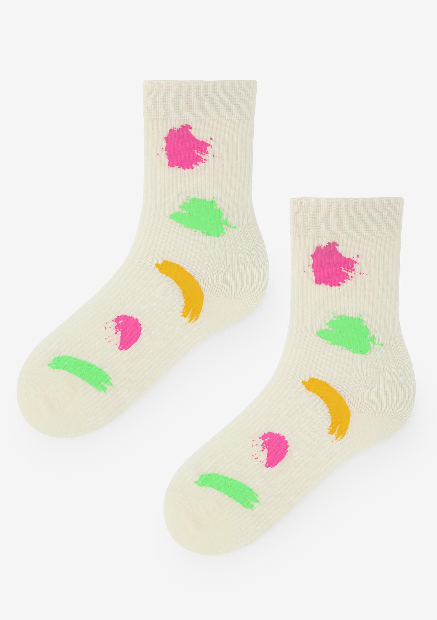 Skarpetki bawełniane z kolorową farbką białe