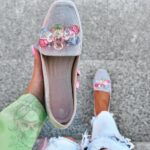 Mokasyny z kamieniami Madam Malio szare