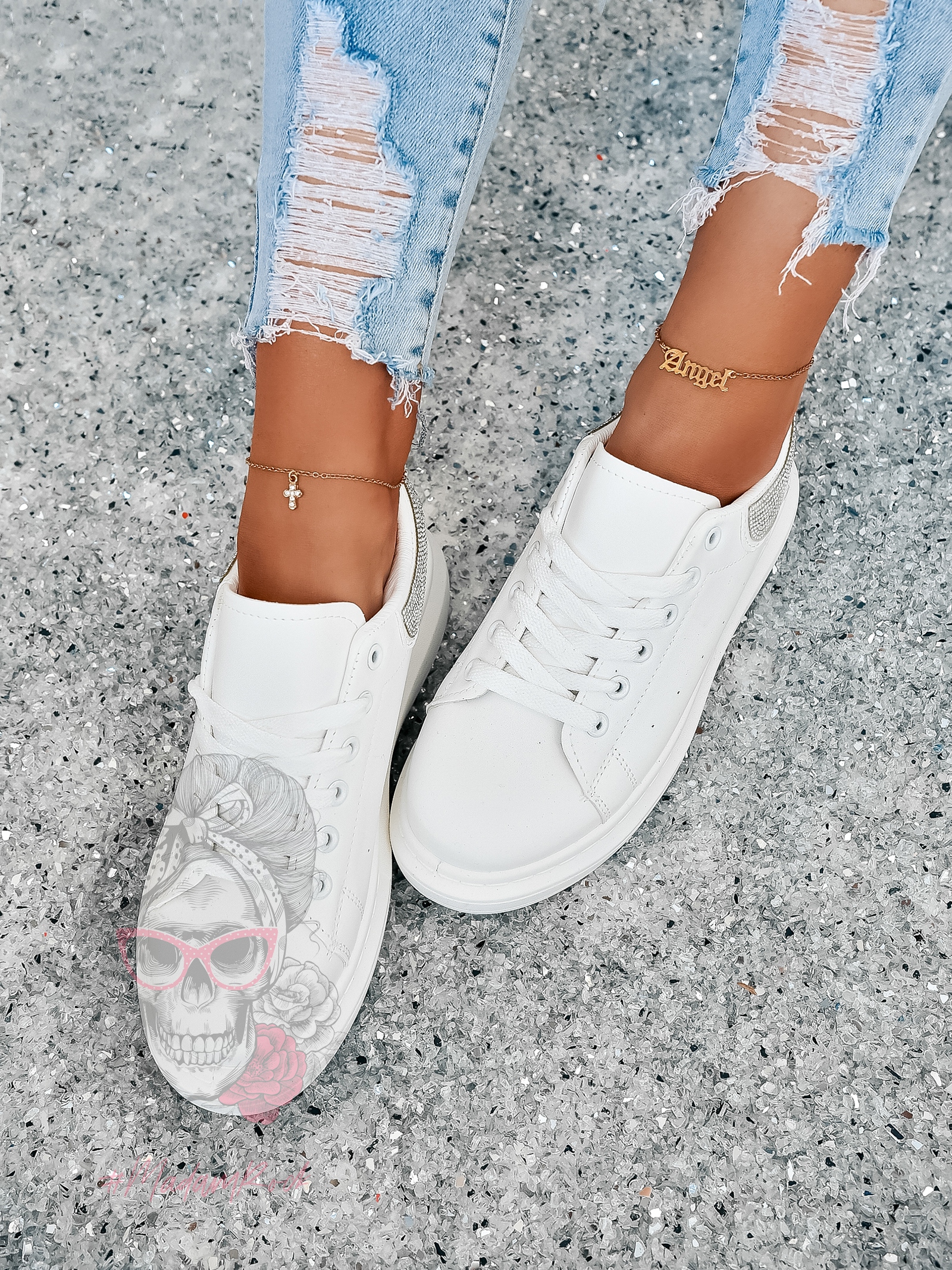 Buty sportowe Madam Upper X białe z diamencikami