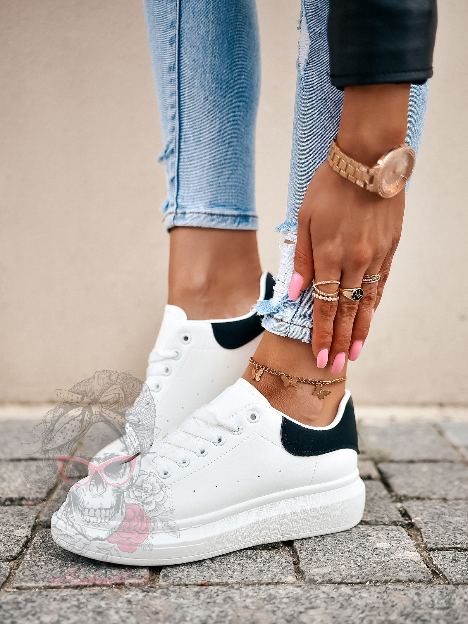 Buty sportowe Madam Upper X białe z czarnym Buty sportowe Madam Upper X białe z czarnym