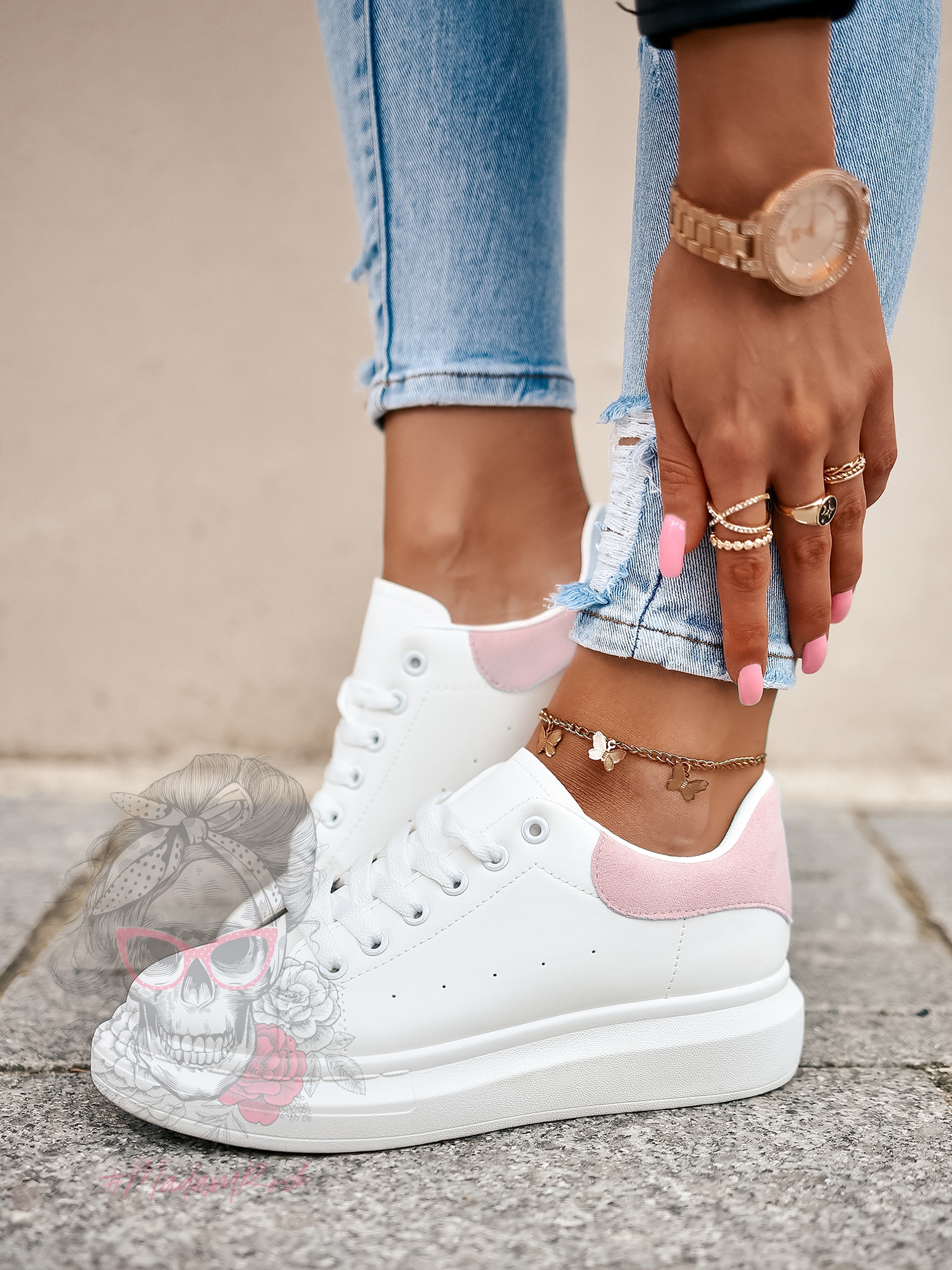 Buty sportowe Madam Upper X białe z pudrowym