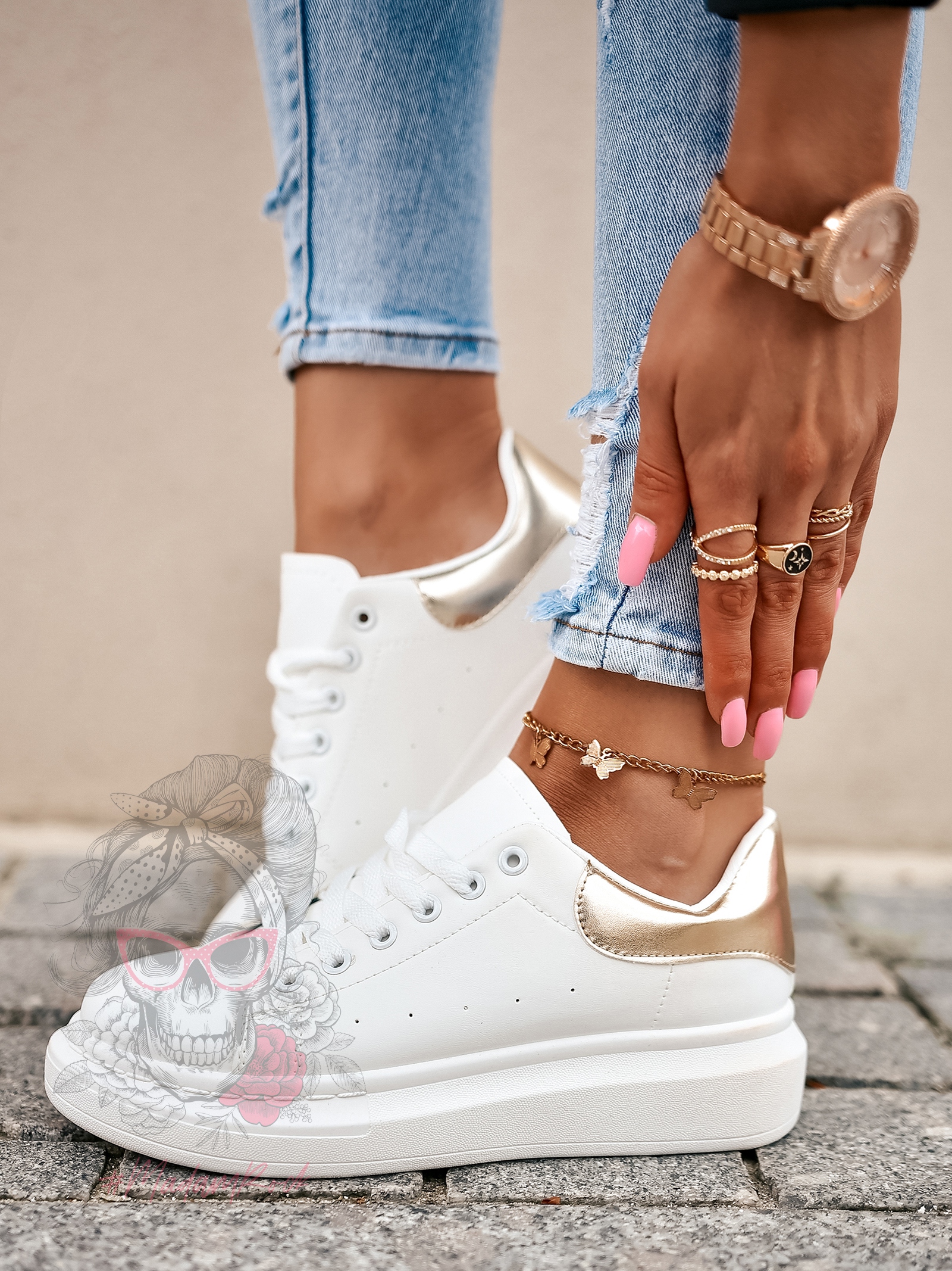 Buty sportowe Madam Upper X białe ze złotym Buty sportowe Madam Upper X białe ze złotym