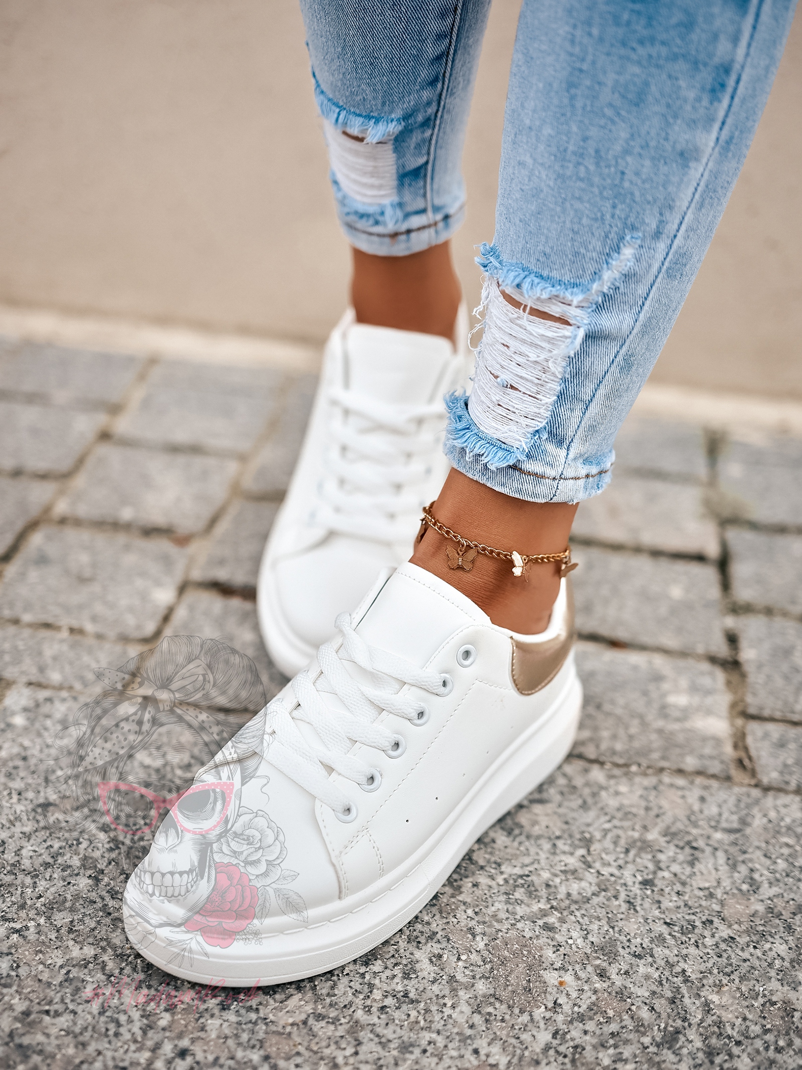 Buty sportowe Madam Upper X białe ze złotym Buty sportowe Madam Upper X białe ze złotym