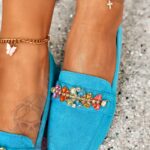 Mokasyny z kamieniami Madam Saco niebieskie