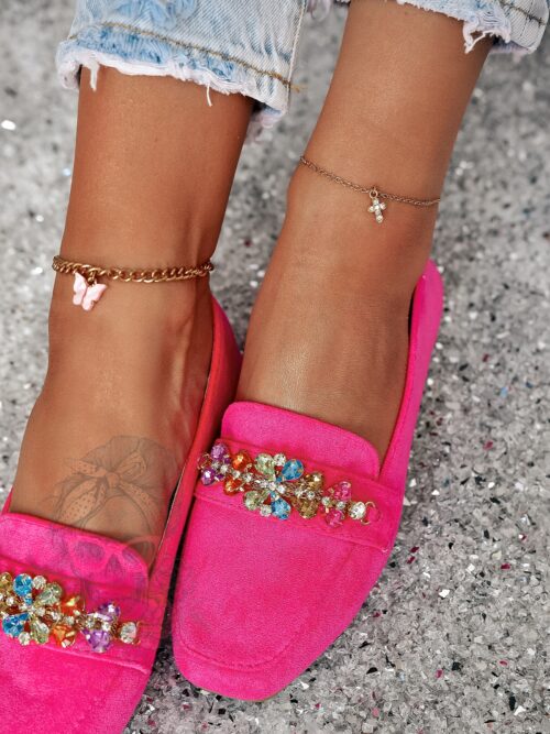 Mokasyny z kamieniami Madam Saco fuksja