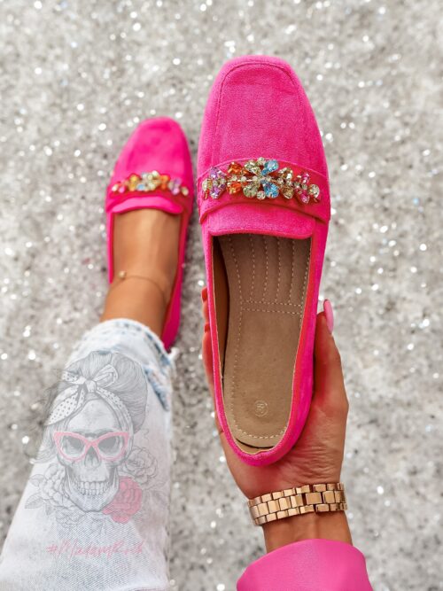 Mokasyny z kamieniami Madam Saco fuksja