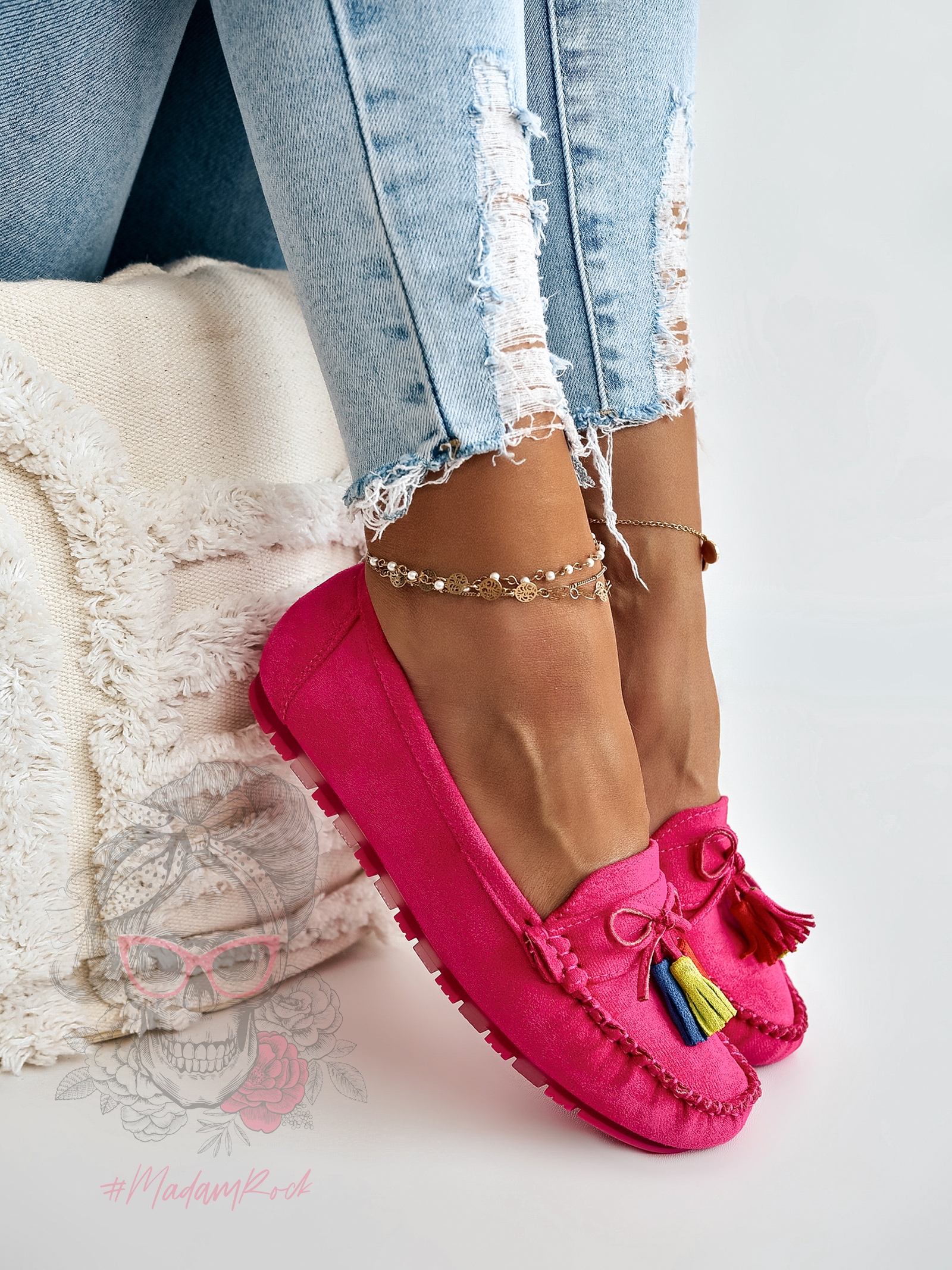 Mokasyny zamszowe Madam Layla fuksja