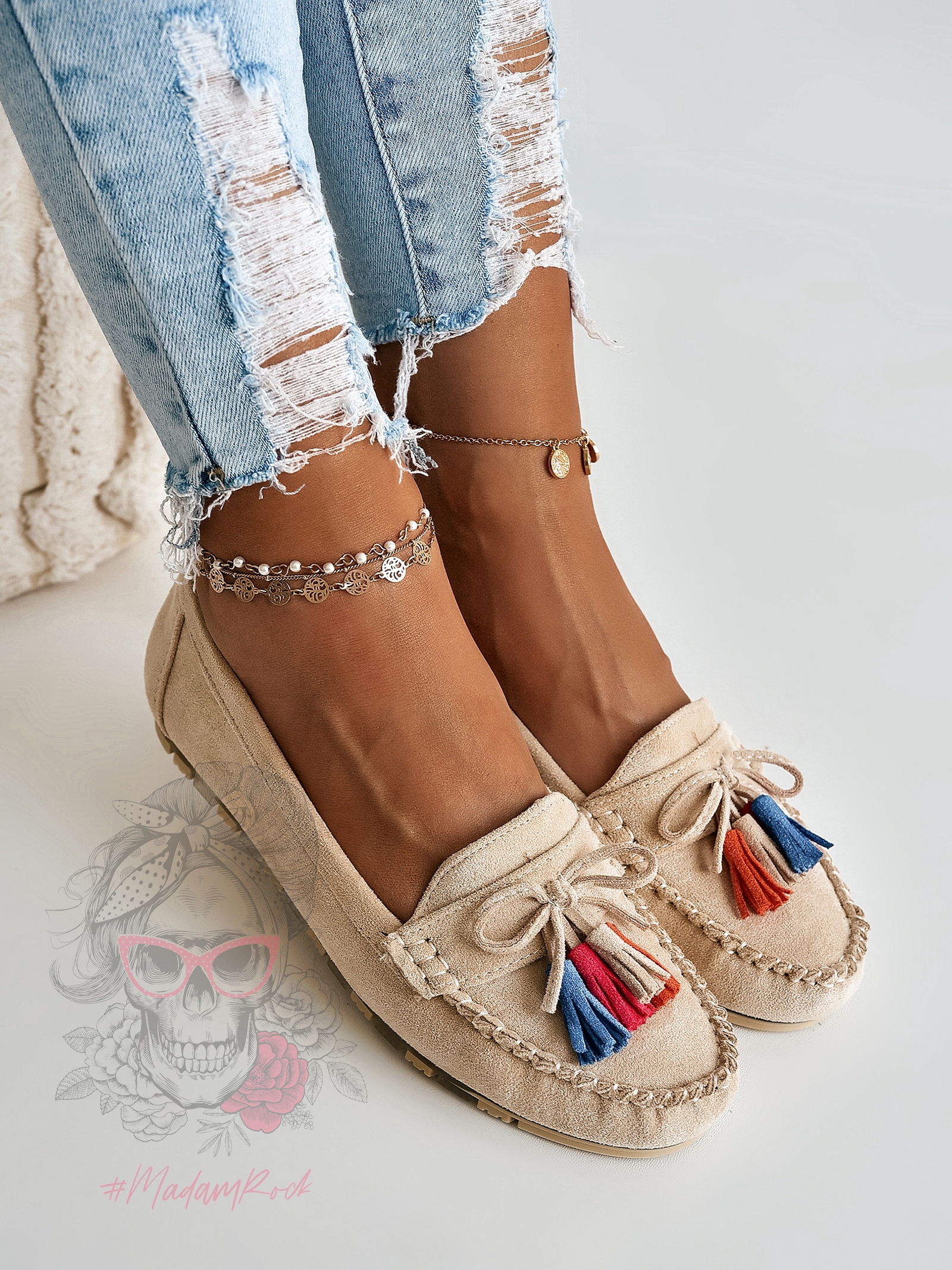 Mokasyny zamszowe Madam Layla beżowe Mokasyny zamszowe Madam Layla beżowe