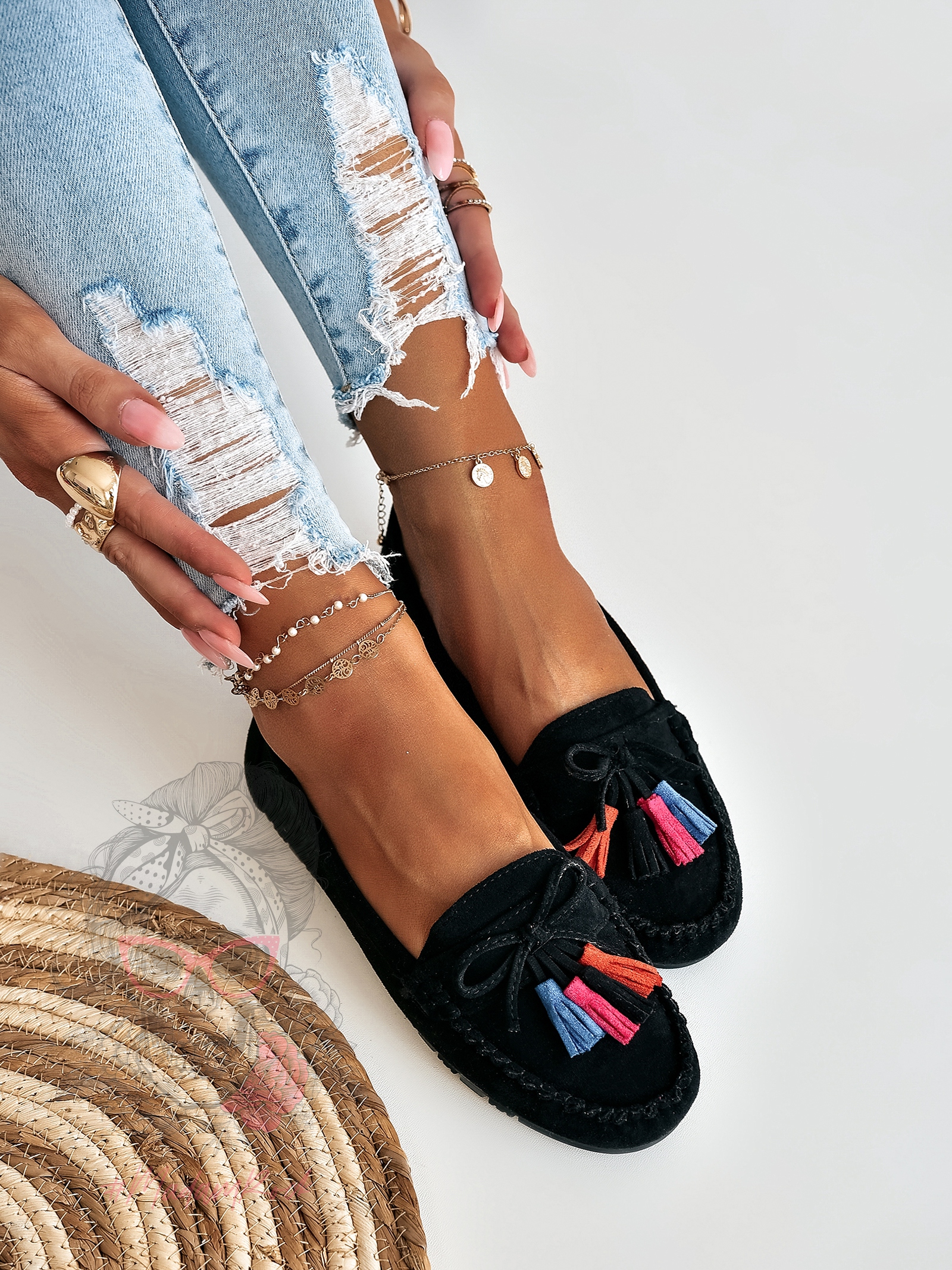 Mokasyny zamszowe Madam Layla czarne