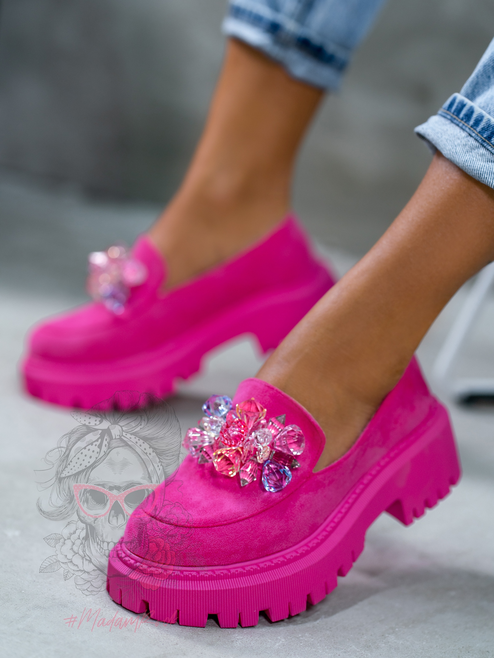 Mokasyny z kamieniami Madam Alecta różowe
