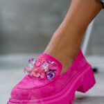 Mokasyny z kamieniami Madam Alecta różowe