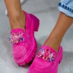 Mokasyny z kamieniami Madam Alecta różowe