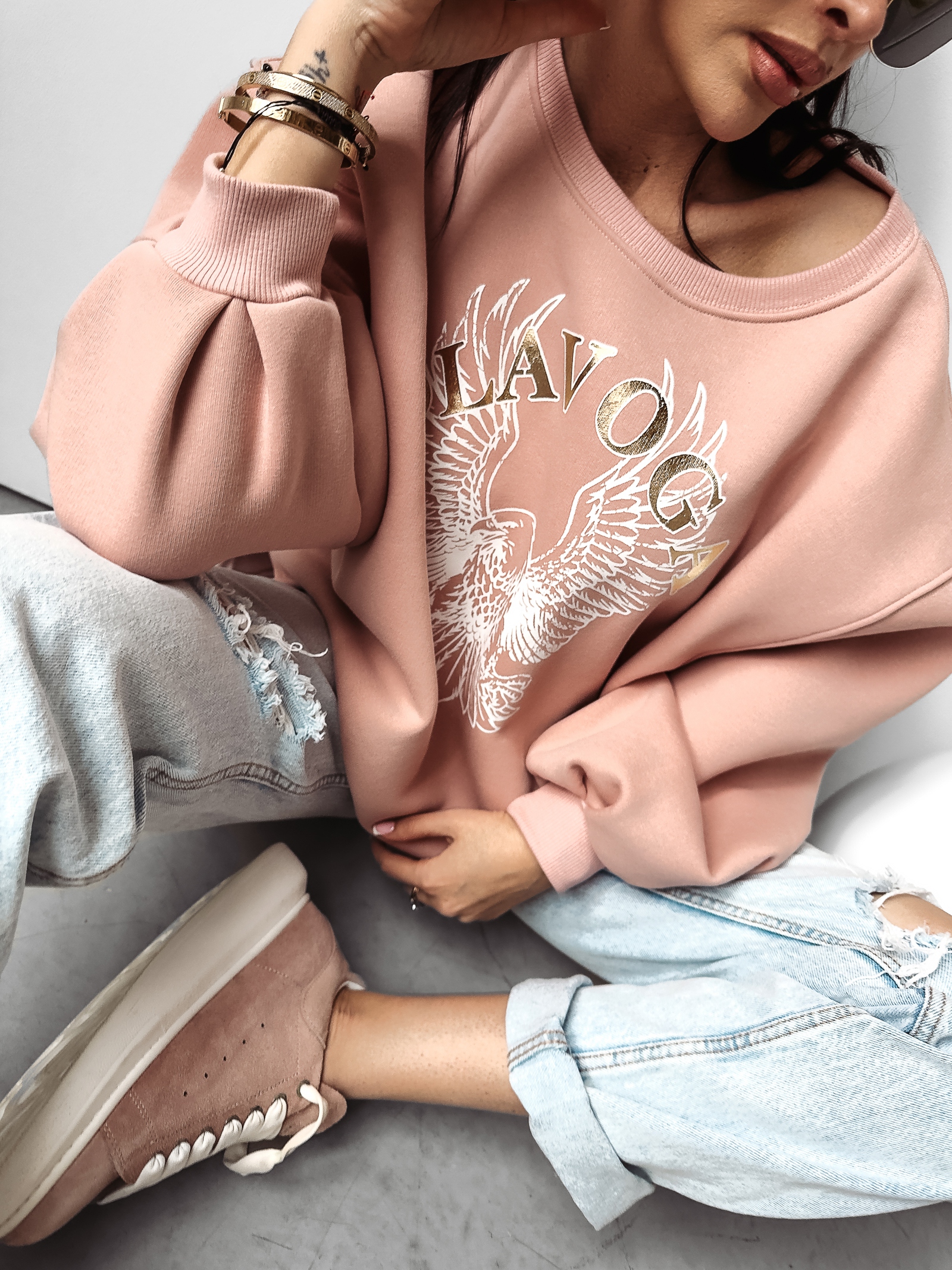 Bluza oversize Freedom Ola Voga pudrowy róż Bluza oversize Freedom Ola Voga pudrowy róż