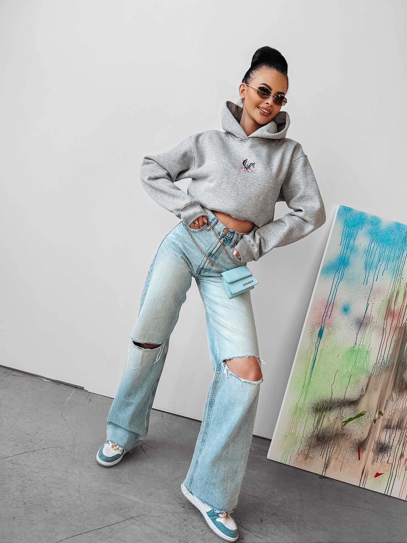 Bluza kangurka Blame Ola Voga szara Bluza kangurka Blame Ola Voga szara