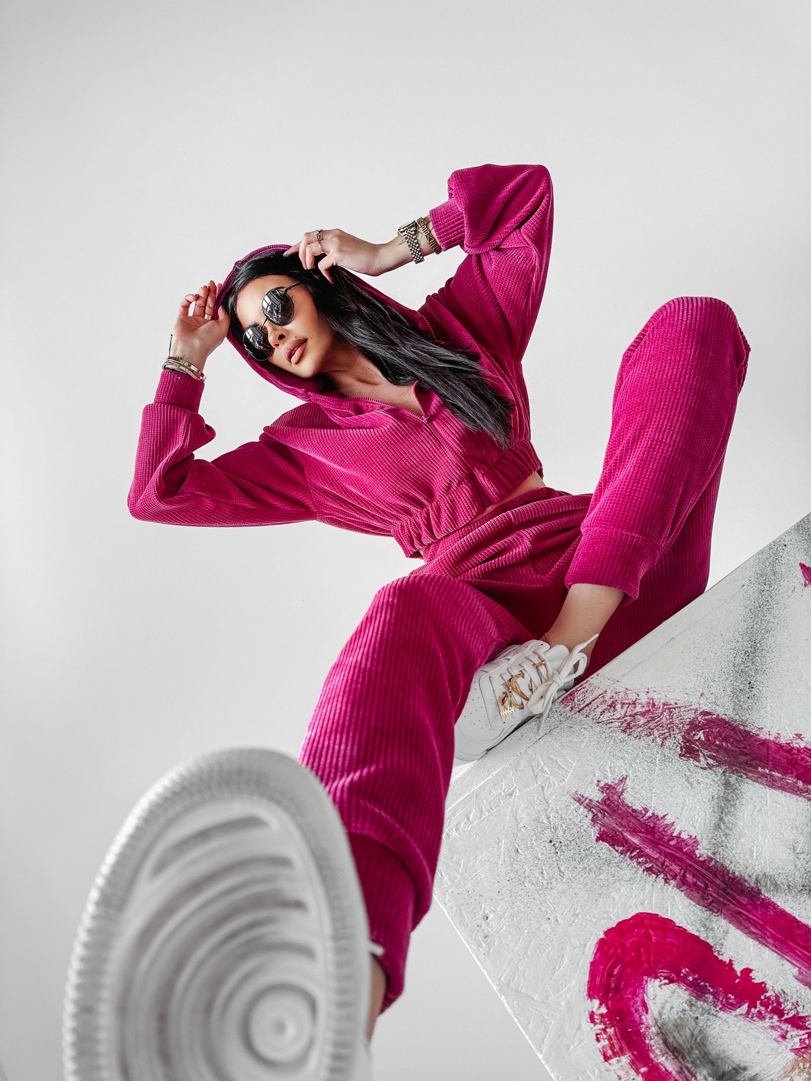 Komplet damski dresowy Prime Ola Voga amarantowy