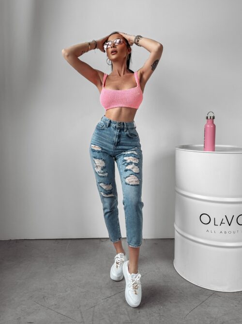 Spodnie jeansowe slim Yale Ola Voga niebieskie