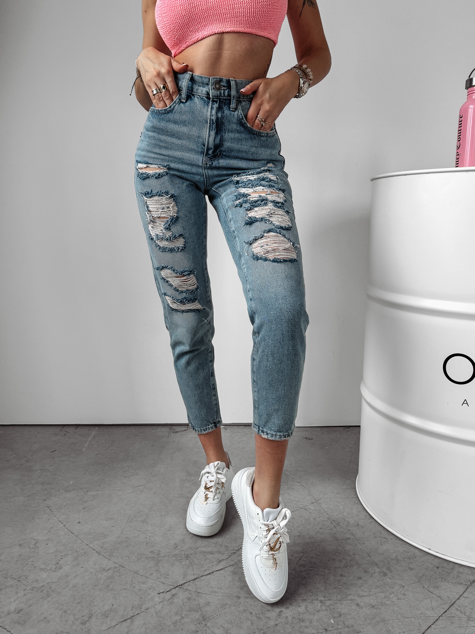 Spodnie jeansowe slim Yale Ola Voga niebieskie Spodnie jeansowe slim Yale Ola Voga niebieskie