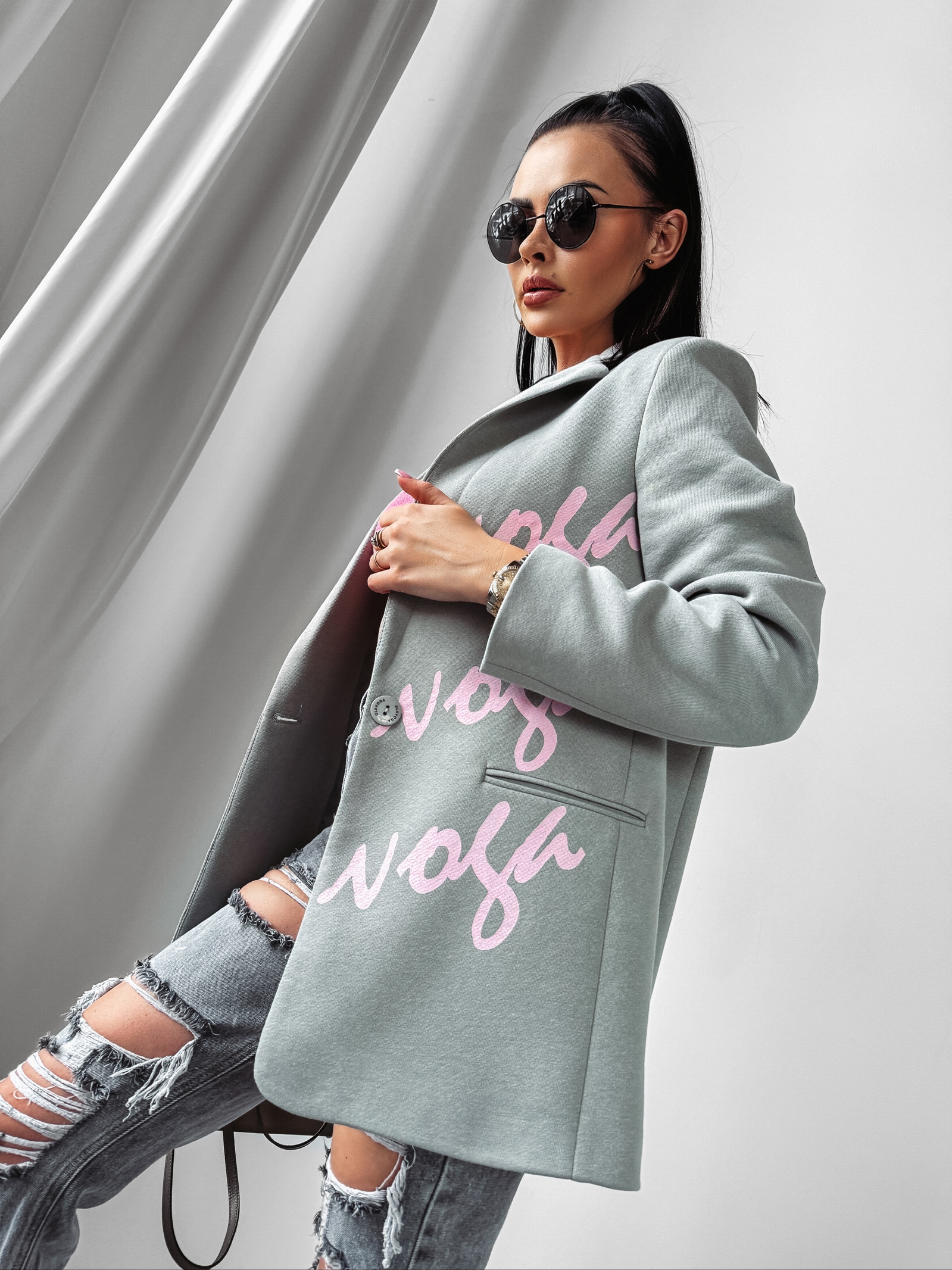 Marynarka logowana oversize Orega Ola Voga szara