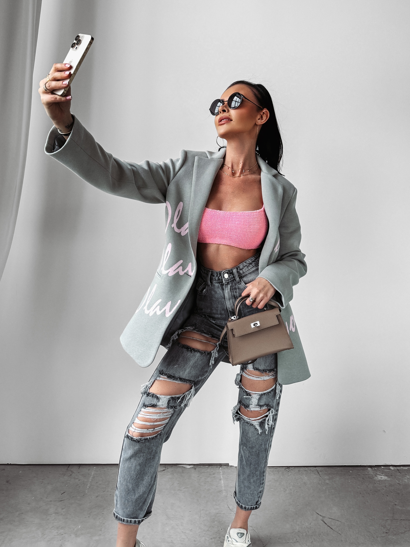 Marynarka logowana oversize Orega Ola Voga szara