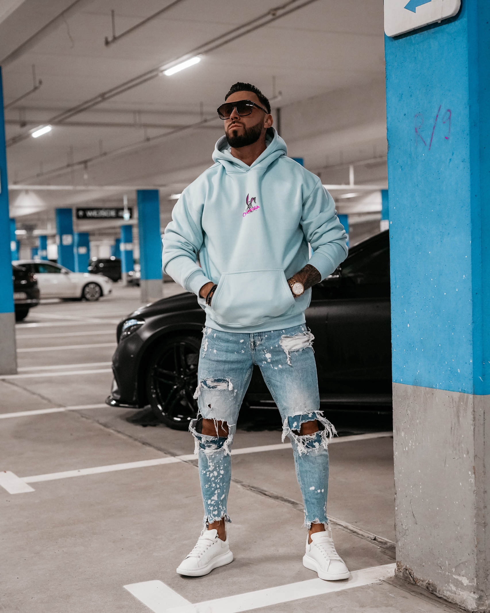 Bluza męska kangurka Blame Men Ola Voga błękitna