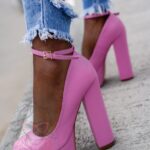 Czółenka na słupku Madam Pinkna różowe