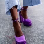 Sandały na platformie Madam Sukses fioletowe