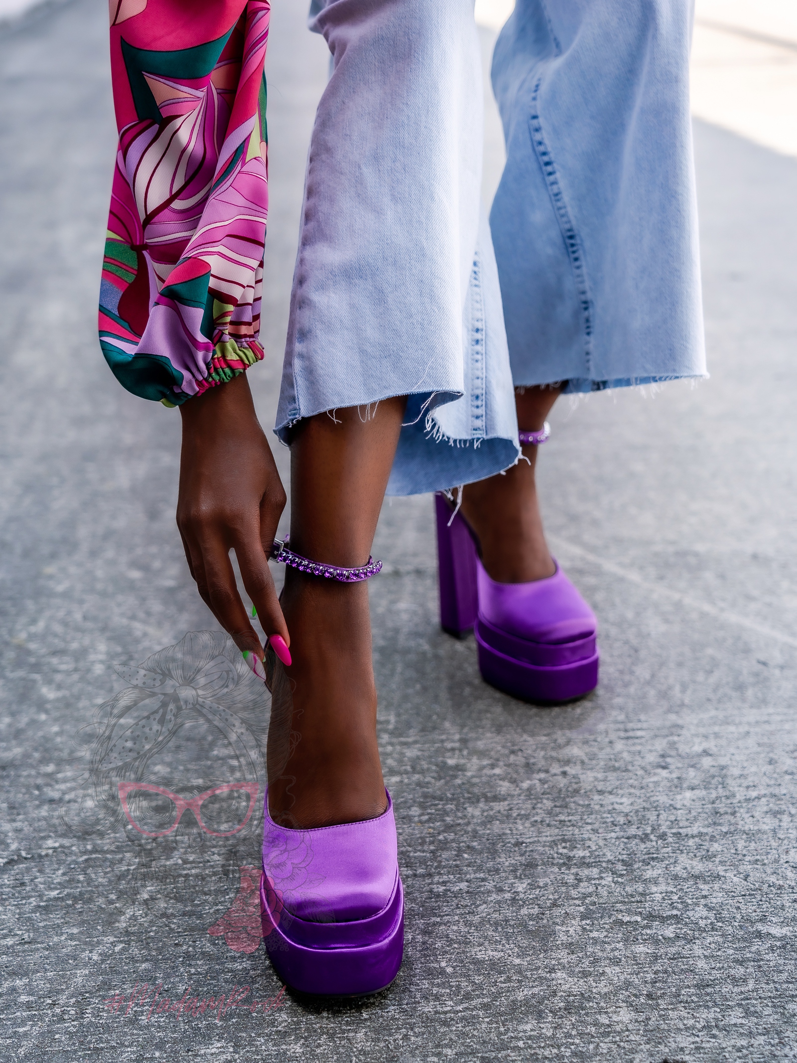 Sandały na platformie Madam Sukses fioletowe