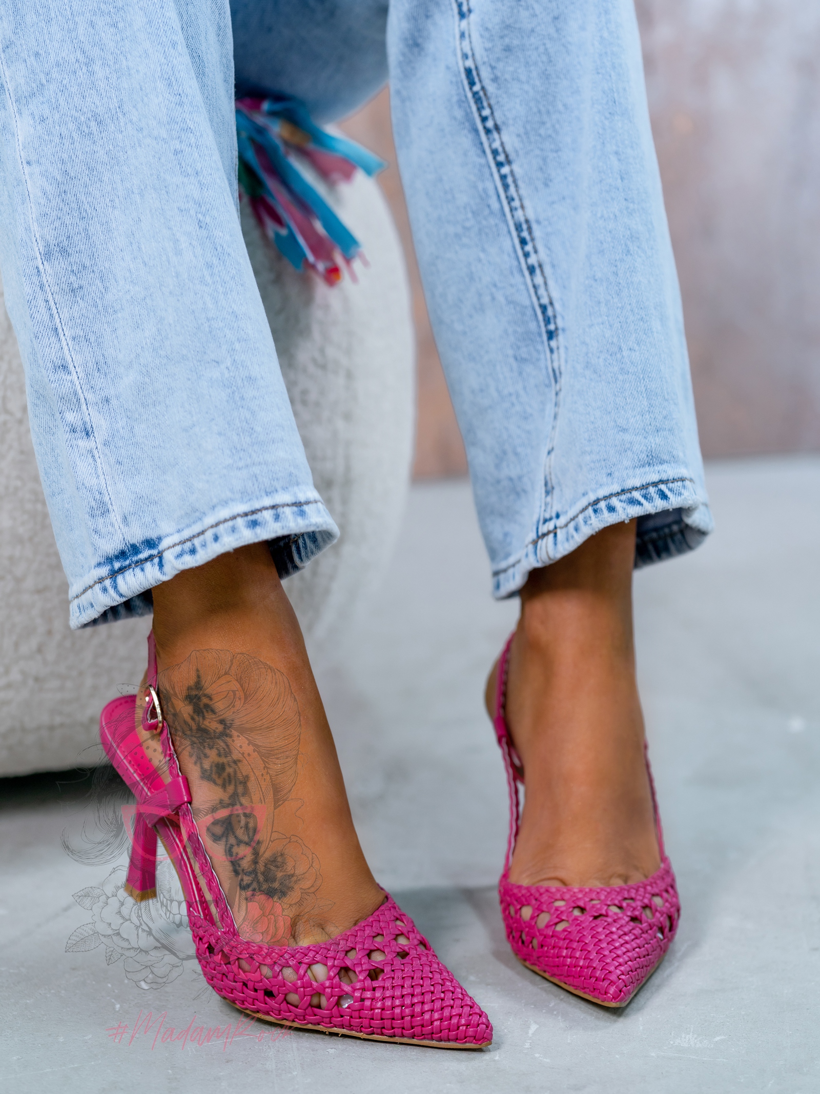 Czółenka plecione Madam Solin różowe